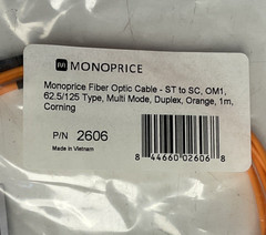 MONOPRICE 2606 FIBER OPTIC CABLE 1M ORANGE OM1 ST-SC****LOTOF6****