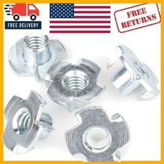 50 Pack T-Nuts – Zinc-Plated Steel, 5/16″ for Rock Climbing & Cabinetry