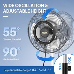 18-inch Outdoor Misting Pedestal Fan, 4 Speeds Industrial Standing Mist Fan