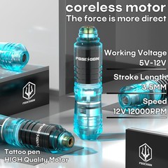 Tattoo Gun Kit POSEIDON Pen with 2pcs 1500mAh Batteries Blue