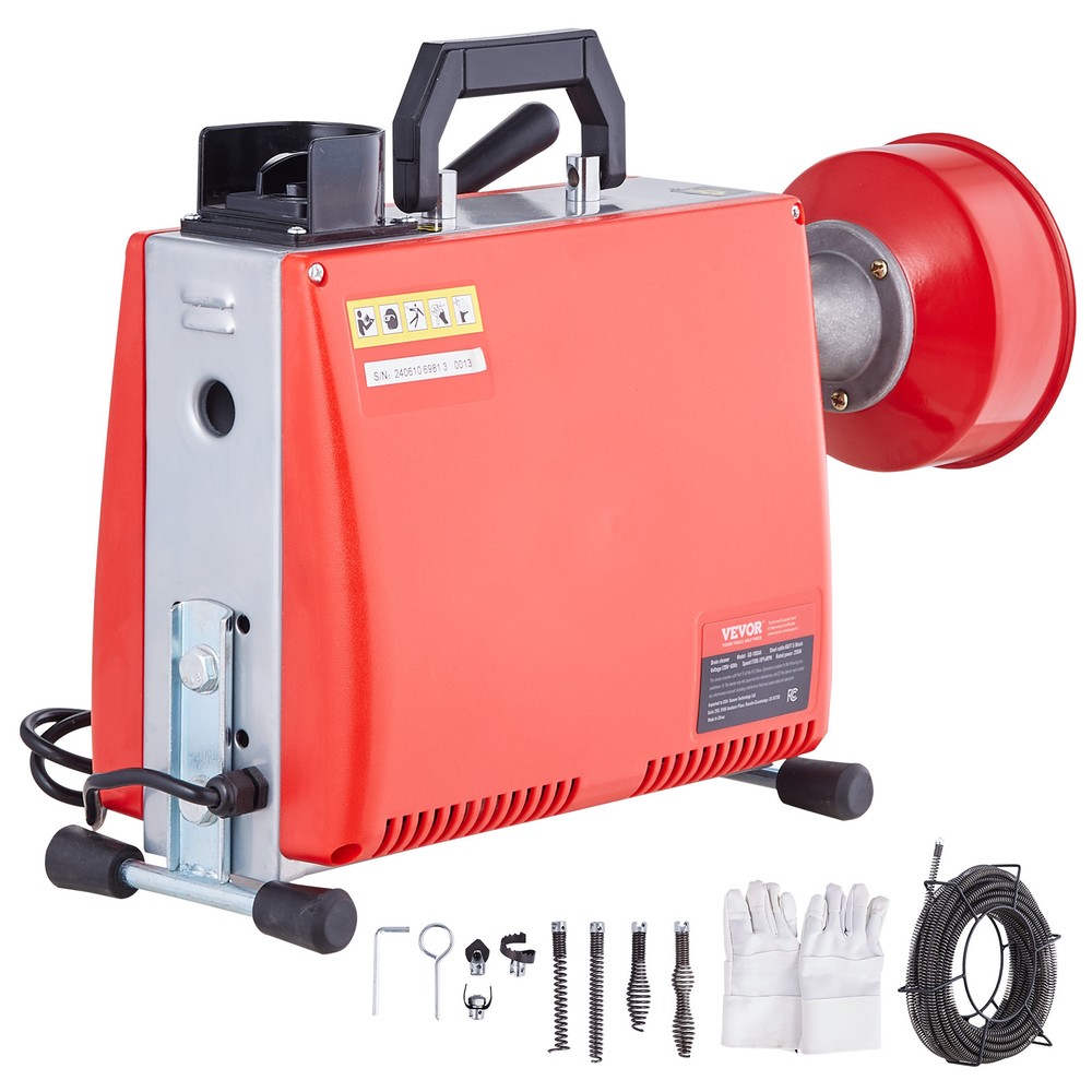 VEVOR Drain Cleaner Machine 66FT x 5/8″ 250W Sewer Snake Auger Manual Feed
