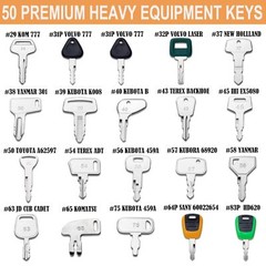 50 Heavy Equipment Keys Master Set Cat Case JD JCB Hyster Komatsu Kubota Volvo
