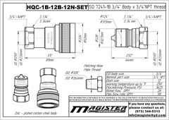 3/4″ ISO 7241-B Quick Disconnect Hydraulic Couplers Set – 3/4″ NPT Thread