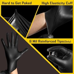 5 Mil Black Disposable Nitrile Gloves for Men, Heavy-Duty for Household Clean…