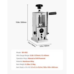 VEVOR Manual Wire Stripping Machine Portable Cable Stripper 0.06”-1.5” Visual