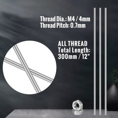 LEIFIDE 8/32 Inch 4mm Threaded Rod with Hex Nuts 12 Inch, multi-color