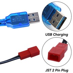 Tosiicop 3.7V Lipo Battery Charger – 2 PCS 1S Lipo JST Charger Cable with USB…