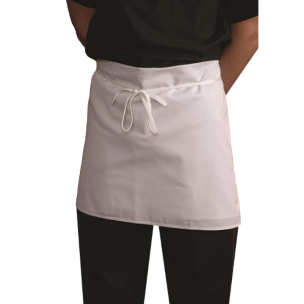 Four Way Apron 17 x 34 White 55% Cotton 45% Polyester Tie Strap Closure Washable