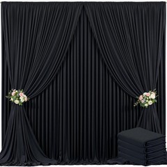 4 Panels Black Backdrop Curtain for Parties Black Wrinkle Free 20ft x 10ft Ba…
