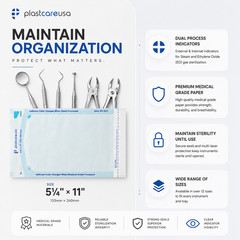 5.25″ x 10″ Self-Sealing Sterilization Pouches for Autoclave (1 Box of 200)