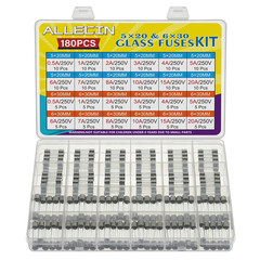 24 Values 250V Fast Blow Glass Fuses Assortment Kit 5×20 6x30mm 0.5A�20A Set