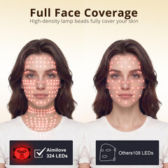 Aimilove LED Light Therapy Mask for Face & Neck,4 Modes Red Blue Black