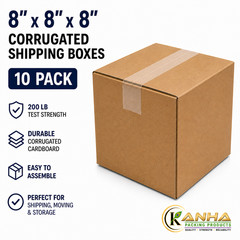 8x8x8 Corrugated Shipping Boxes 10 Pack 200 lb Test Heavy Duty Moving Mailer