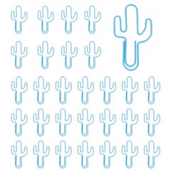 30Pcs Paper Clip, Cactus Shape Paper Clip Small Cute Bookmarks, Blue
