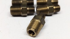 (5) NOS Parker 1/4” NPT x 1/8” NPT Brass Hex Nipple Pipe Fittings 216P-4-2