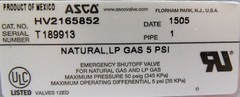 Asco RedHat HV2165852 2-Way Cable Release Valve 1″ Inch NPT Natural LP Gas 5 PSI
