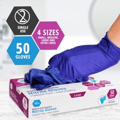MED PRIDE Nitrile Medical Exam Gloves Large [Box of (Pack 50), Blue
