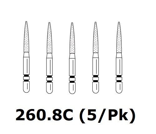 Premier Dental TWO STRIPER Diamond Flame Shape Burs #260.8C 5/pk USA