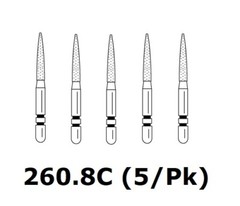 Premier Dental TWO STRIPER Diamond Flame Shape Burs #260.8C 5/pk USA
