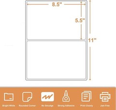200-1000Labels Rounded Corner 8.5″x5.5″ Shipping Labels Half Sheet Self Adhesive