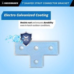 Sandbaggy Galvanized Flat T Shaped Strut Connector Bracket – 4 Hole