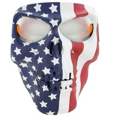 Global Vision Skull Mask Motorcycle Riding Goggles Full Face w/ Red Mirror Lens