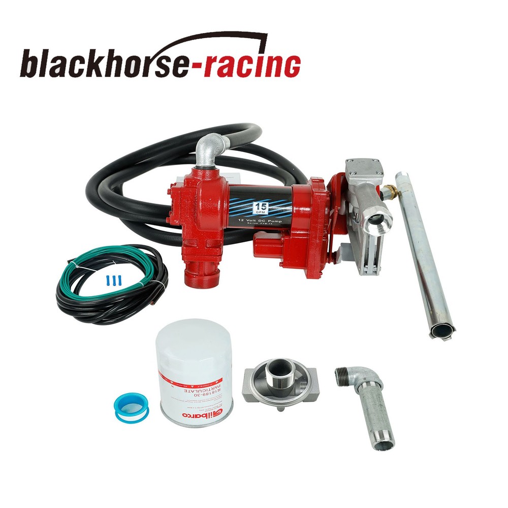 Fuel Transfer Pump w/Nozzle Kit for Gas Diesel with Particulate Filter 15GPM 12V