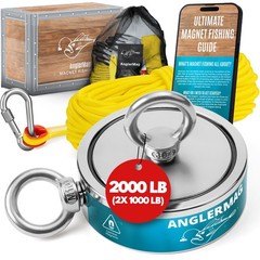 2000 LBS Magnet Fishing Kit AnglerMag Double Sided Magnetic Fishing Complete Kit