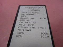 Aera FC-7800CD Mass Flow Controller MFC, N2O, 1 SLM, 421482