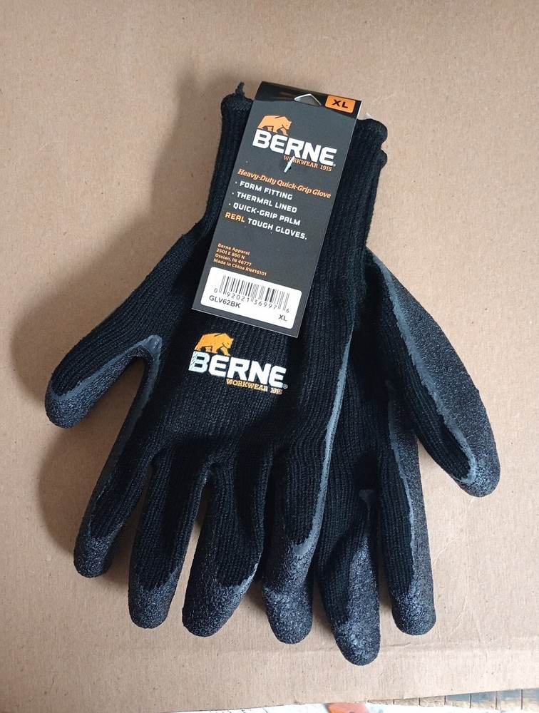 Berne Heavy Duty Quick Grip Thermal Lined Gloves Color Black Size XL