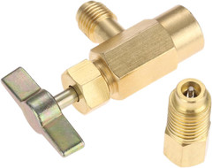 R1234Yf Self-Sealing Can Tap Depressor, F-1/4 SAE 1/2 LH Thread Valve Tool Bottl