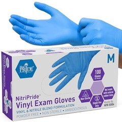Nitrile Vinyl Blend Exam Gloves Medium Blue 100 Count Powder Free Latex Free