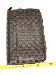 Mundi Brown 6 Ring Planner Woven Design w/ Calculator Card Holder Wallet Unused