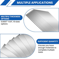 20 Pcs 304 Stainless Steel Shim Stock Assortment, 1″ W x 6″ L, 10 Sizes (0.00…