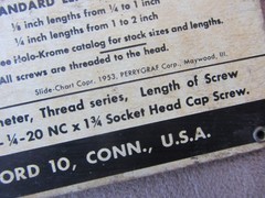 1953 Holo Krome Socket Screw Selector Calculator * Seattle Screw Products Co