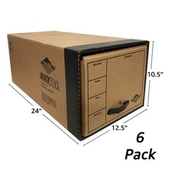 UOFFICE Quick Stack Drawer File Boxes, 24″ x 12.5″ x 10.5″, 6 Pack