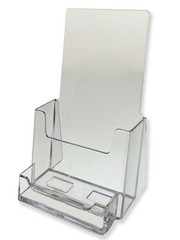 Clear Acrylic 4″ x 9″ Countertop Brochure Holder with Business Card Holder