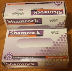 2-Pk Shamrock Latex Powder Free Exam Gloves 100 Count each Size Medium #10112