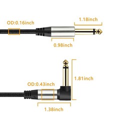 Adoerpai 2-Pack Guitar Cables 1/4 Inch 6.35mm Male to Male Jack Right Angle t…