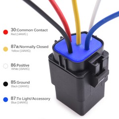 5Pcs Waterproof 12V 30/40A SPDT Relay Switch Harness Set 5PIN 14 AWG Hot Wires