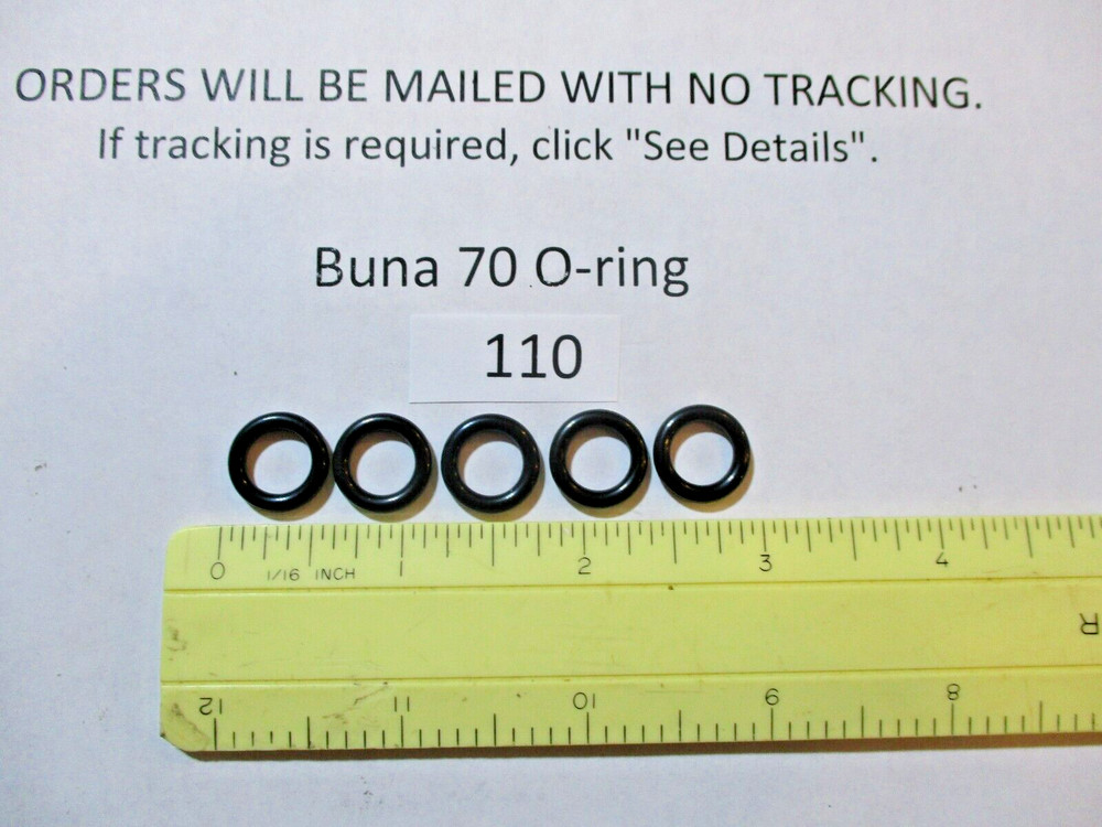 110 O-ring. 3/8″ ID x 9/16″ OD x 3/32″ thick. Buna-70. Quan 5.