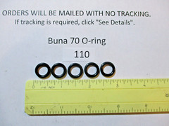 110 O-ring. 3/8″ ID x 9/16″ OD x 3/32″ thick. Buna-70. Quan 5.