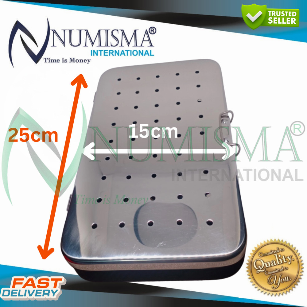 OPHTHALMIC STERILIZATION BOX STAINLESS STEEL 6” x 10” inches with Silicone Pad
