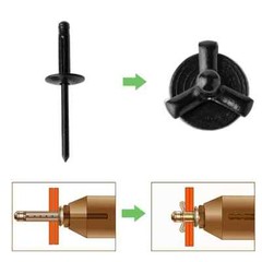 50pcs 3/16″ x 1″ Large Head Tri-Fold Exploding Aluminum Pop Rivets (Black)