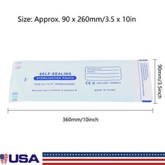 200 3.5″ x 10″ Self-ing Sterilization Pouches for Autoclave MD