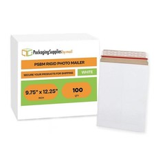 100 – 9.75×12.25 White Rigid Photo Document Mailers Cardboard Envelopes 28 pt.
