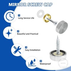 24 Pcs Stainless Steel Screw Cover Cap, 0.63″/16mm Diameter Mirror Screw Cap