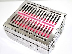 5 PINK GERMAN DENTAL AUTOCLAVE STERILIZATION CASSETTE RACKTRAY FOR 15 INSTRUMENT