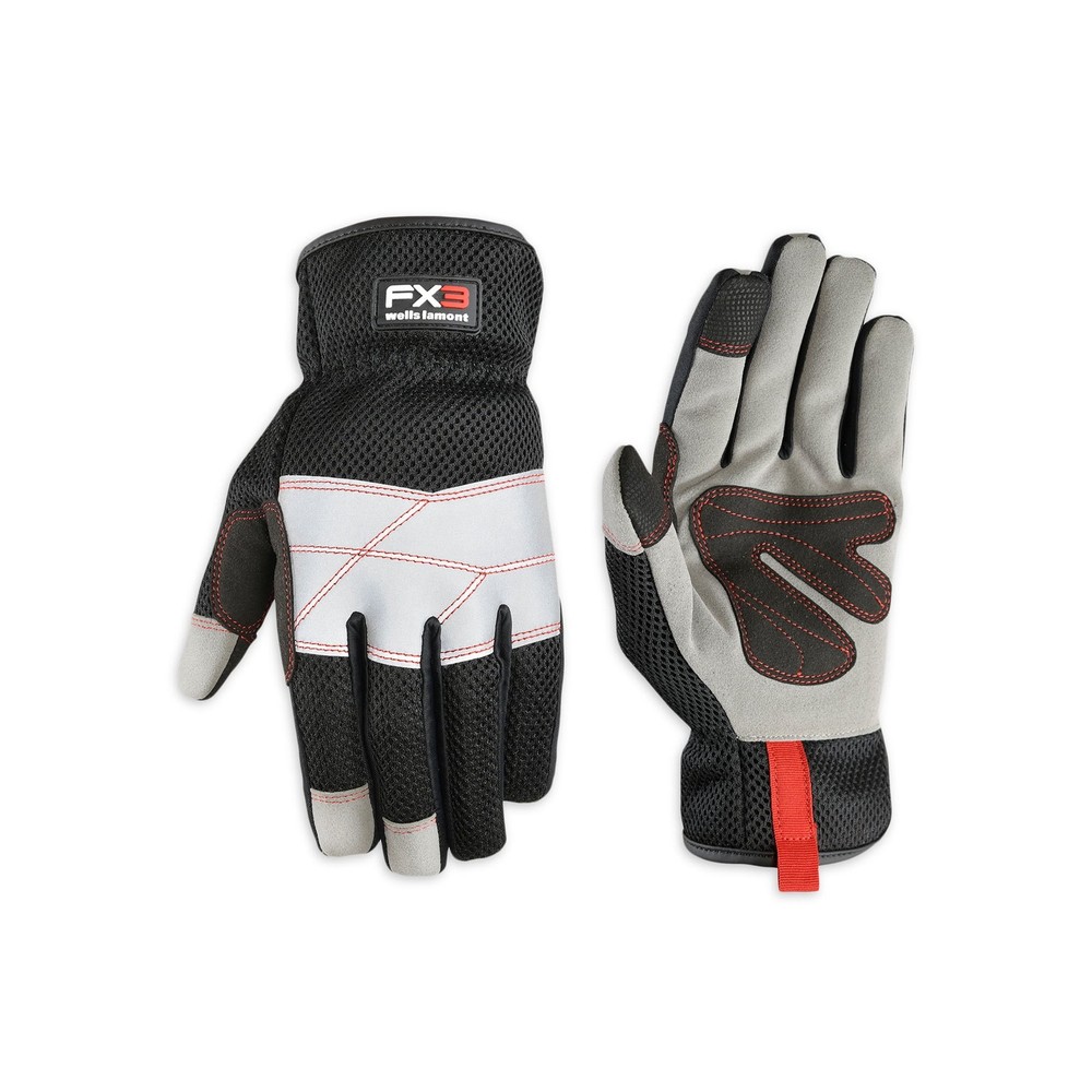 Wells-Lamont-Men’s Black FX3 Flex Fit Feel Cool Synthetic Leather Gloves: S-XL