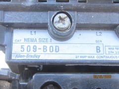 Allen Bradley NEMA 1 contactor 509-BOD series B w/ 120V coil, W44 heaters. Used.